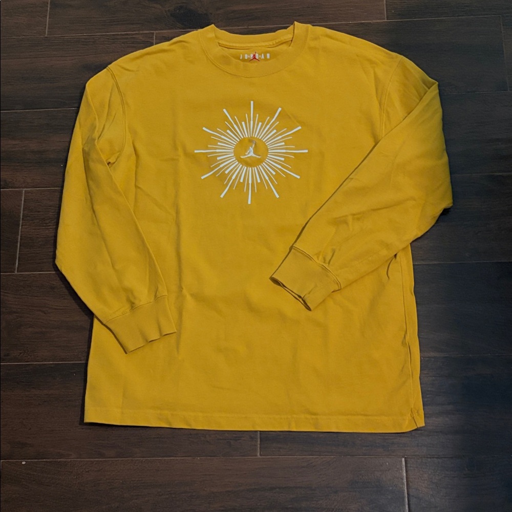 Jordan Graphic Mustard Yellow Long Sleeve Tee “Heiress of Optimism”  40”chest